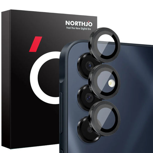 NORTHJO 1 Set For Samsung Galaxy A16 5G / A16 4G Camera Lens Flim+Tempered Glass+Metal Ring Lens Protector - Black - 1