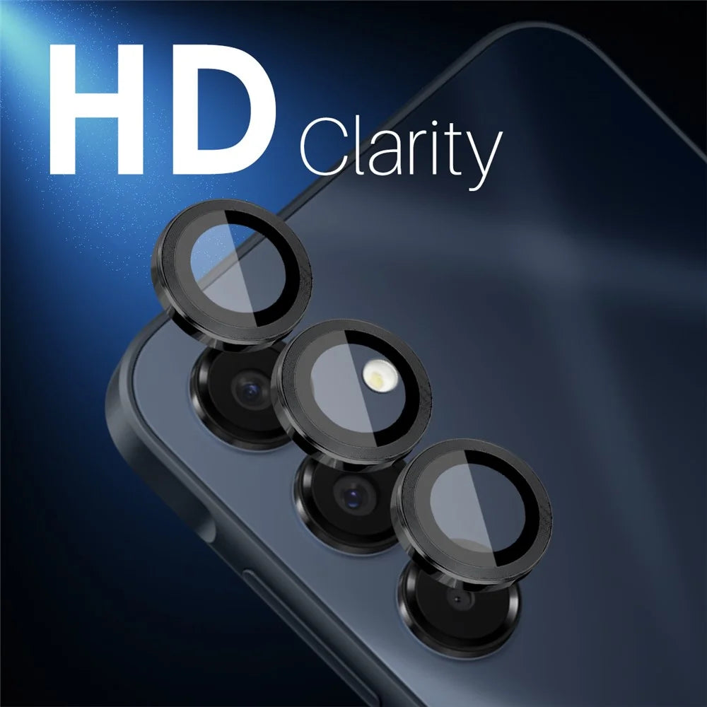 NORTHJO 1 Set For Samsung Galaxy A16 5G / A16 4G Camera Lens Flim+Tempered Glass+Metal Ring Lens Protector - Black - 3