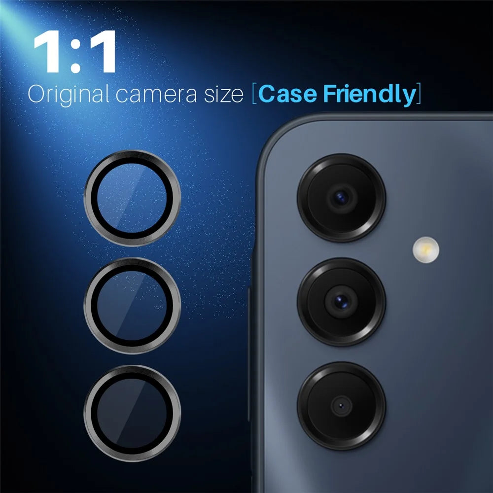 NORTHJO 1 Set For Samsung Galaxy A16 5G / A16 4G Camera Lens Flim+Tempered Glass+Metal Ring Lens Protector - Black - 5