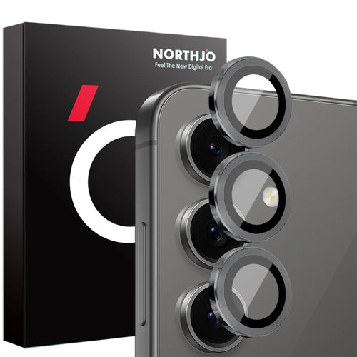 NORTHJO 1 Set For Samsung Galaxy S24 FE Camera Lens Flim+Tempered Glass+Metal Ring Lens Protector - Black - 1