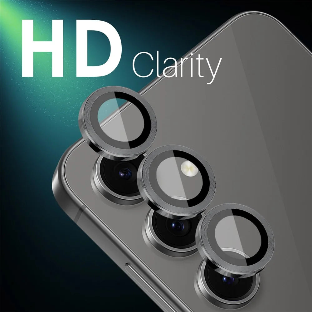 NORTHJO 1 Set For Samsung Galaxy S24 FE Camera Lens Flim+Tempered Glass+Metal Ring Lens Protector - Black - 3