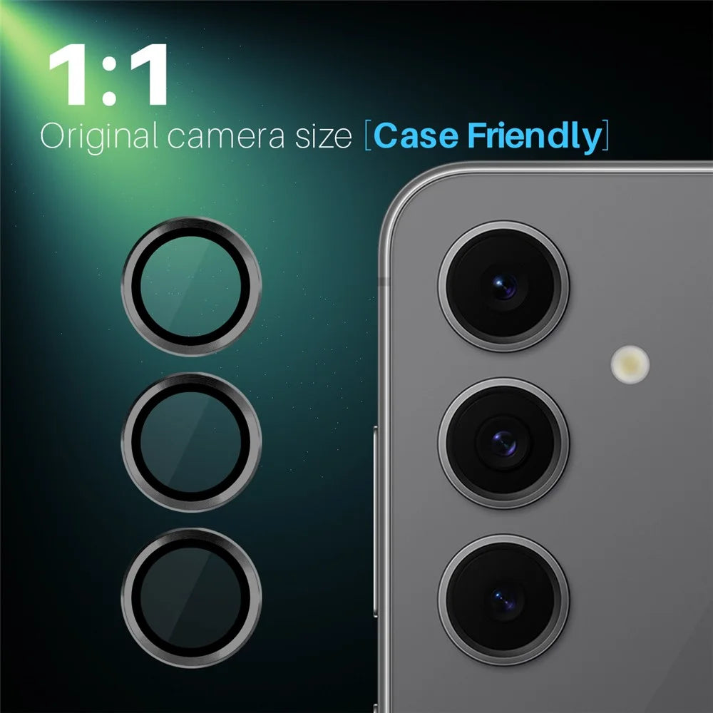 NORTHJO 1 Set For Samsung Galaxy S24 FE Camera Lens Flim+Tempered Glass+Metal Ring Lens Protector - Black - 5