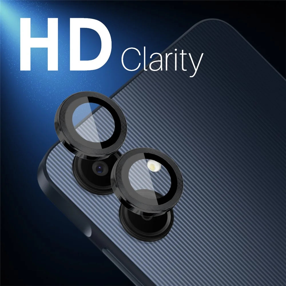 NORTHJO 1 Set For Samsung Galaxy A06 4G Camera Lens Flim+Tempered Glass+Metal Ring Lens Protector - Black - 3