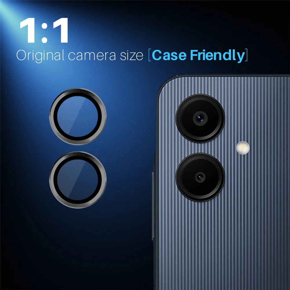 NORTHJO 1 Set For Samsung Galaxy A06 4G Camera Lens Flim+Tempered Glass+Metal Ring Lens Protector - Black - 5