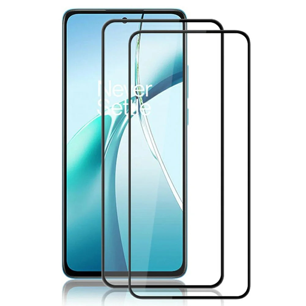 AMORUS 2Pcs For OnePlus Nord CE4 Lite 5G Screen Protector Shatterproof Silk Printing Tempered Glass Film - Black - 1