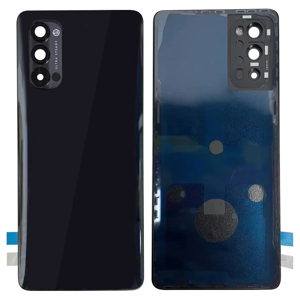 For Oppo Reno4 Pro 5G Back Battery Housing Cover with Camera Ring Lens Cover Spare Part - Black - 1