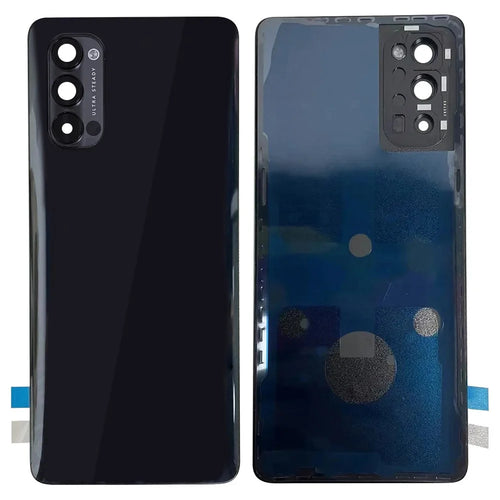 For Oppo Reno4 Pro 5G Back Battery Housing Cover with Camera Ring Lens Cover Spare Part - Black - 1