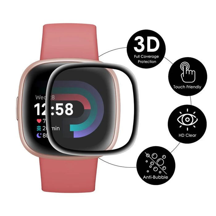 ENKAY HAT PRINCE For Fitbit Versa 4 / Sense 2 2Pcs / Set Screen Protector Anti-scratch Full Coverage 3D Curved Soft PC Edge + PMMA Film - 2