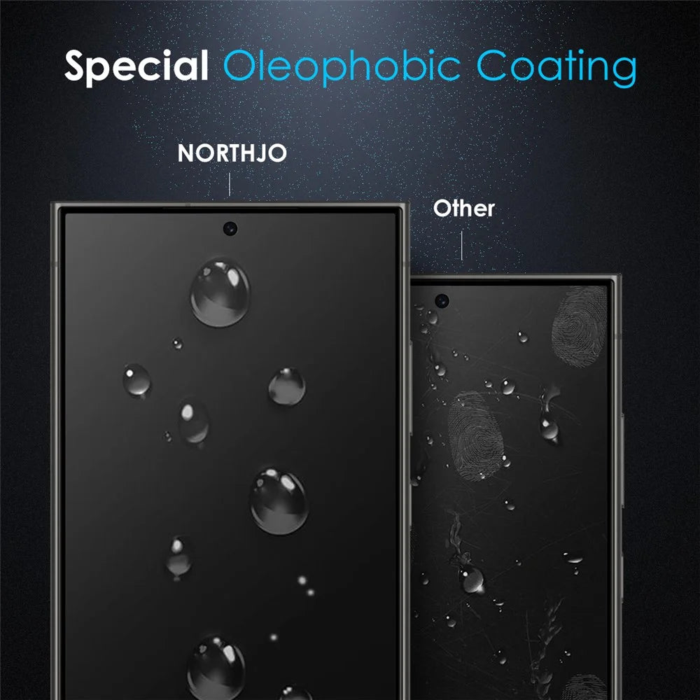 NORTHJO A++ For Samsung Galaxy S25 Ultra Screen Protector Silk Printing High Aluminum-silicon Glass Film Support Fingerprint Unlock - Black - 5