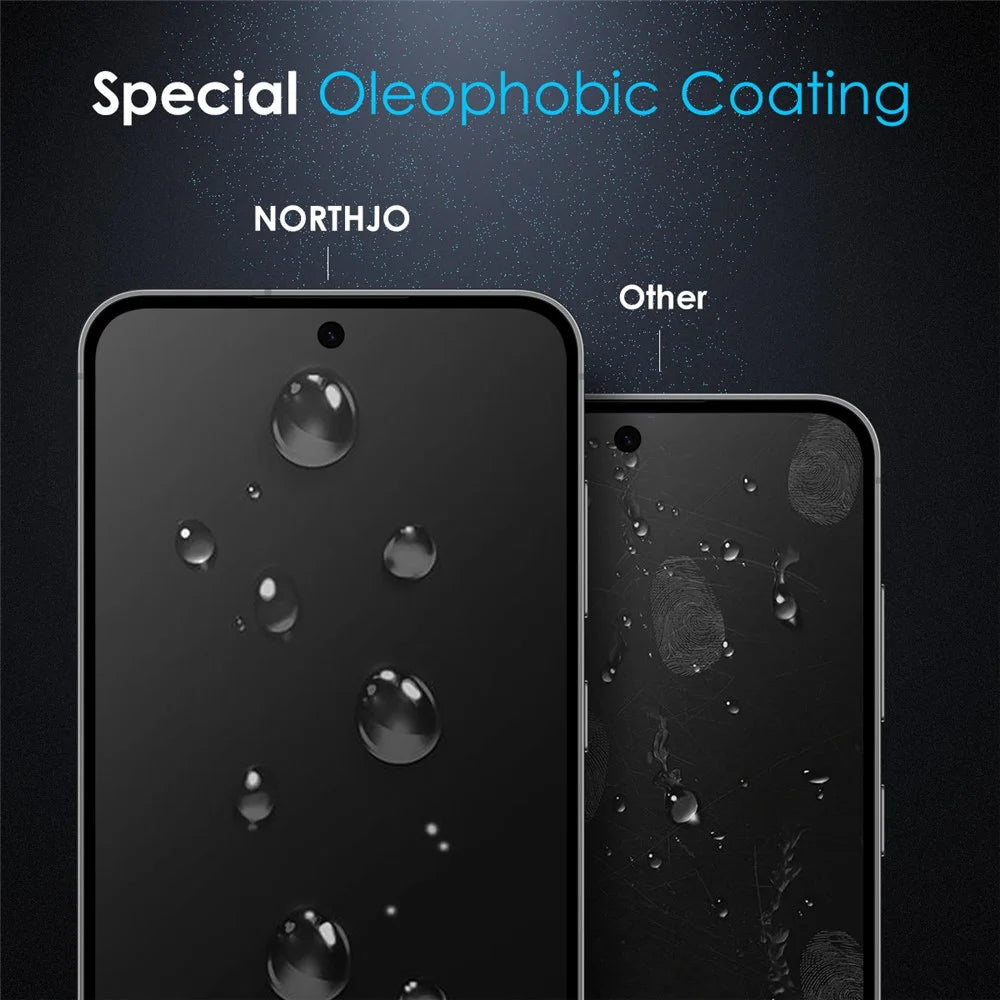 NORTHJO A++ For Samsung Galaxy S25 Screen Protector Silk Printing High Aluminum-silicon Glass Film Support Fingerprint Unlock - Black - 5