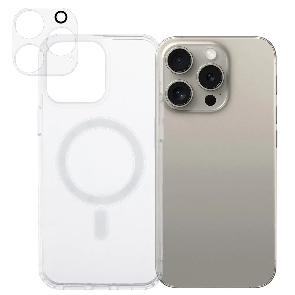 For iPhone 15 Pro Case TPU+Acrylic Phone Cover with Clear Lens Film - 1