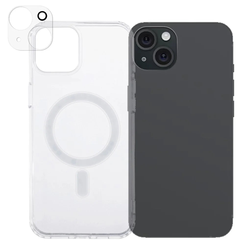 For iPhone 15 Case TPU+Acrylic Phone Cover with Clear Lens Film - 1
