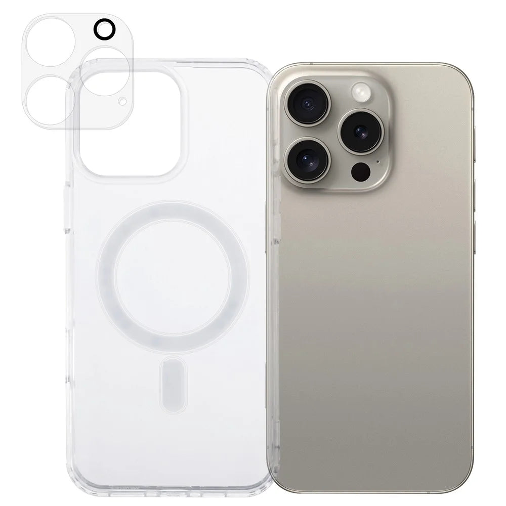 For iPhone 16 Pro Case TPU+Acrylic Phone Cover with Clear Lens Film - 1