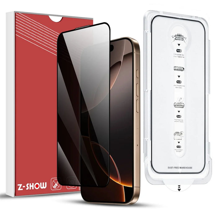 For iPhone 16 Pro Max Anti-Spy Screen Protector Temered Glass Film with Dust-Proof Net - 1