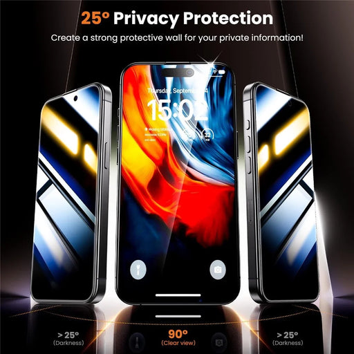 For iPhone 16 Pro Max Anti-Spy Screen Protector Temered Glass Film with Dust-Proof Net - 2