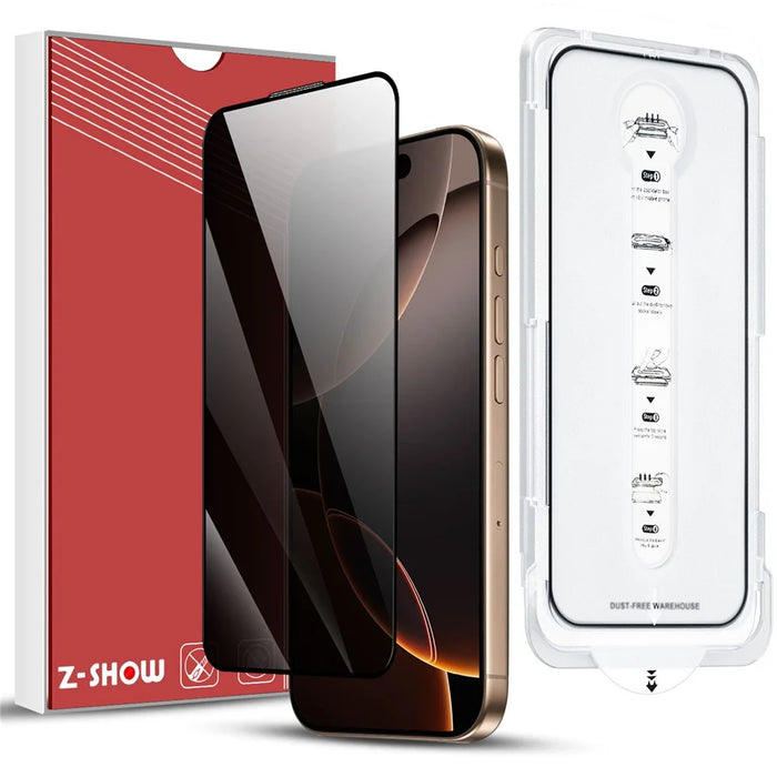 For iPhone 16 Plus Anti-Spy Screen Protector Temered Glass Film with Dust-Proof Net - 1