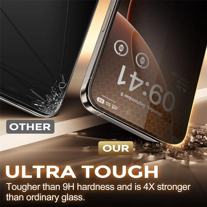 For iPhone 16 Plus Anti-Spy Screen Protector Temered Glass Film with Dust-Proof Net - 5