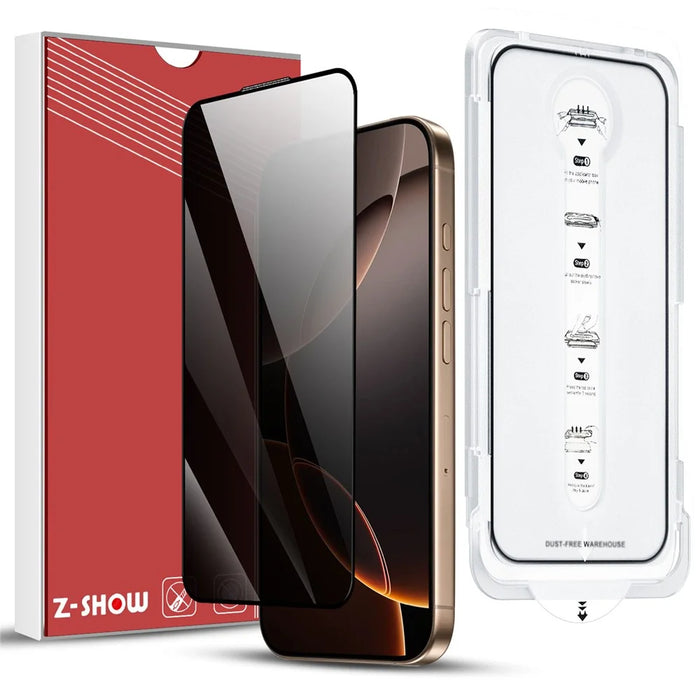 For iPhone 14 Anti-Spy Screen Protector Temered Glass Film with Dust-Proof Net - 1