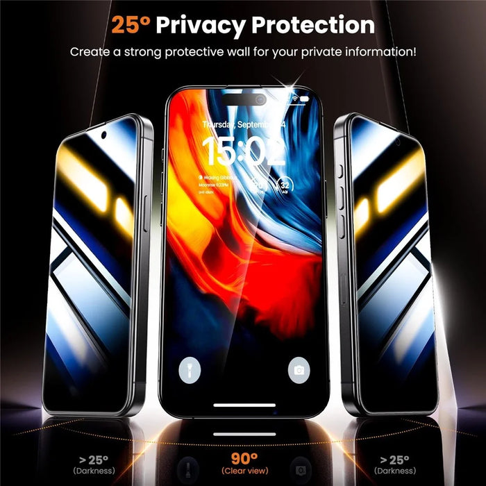 For iPhone 14 Pro Max Anti-Spy Screen Protector Temered Glass Film with Dust-Proof Net - 2