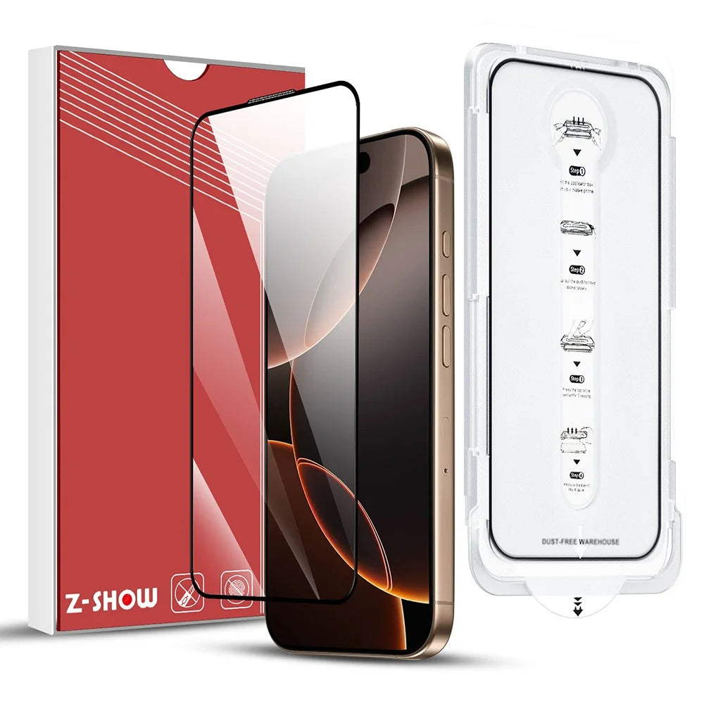 For iPhone 16 Tempered Glass Ultra Clear Screen Protector with Dust-Proof Net - 1
