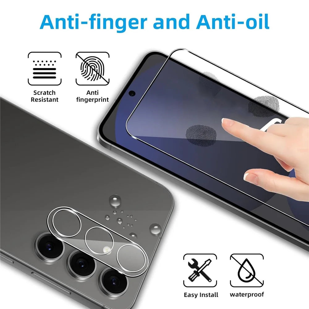 2Pcs For Samsung Galaxy S24 FE Screen Protector 2.5D Arc Edge High Clarity Tempered Glass Film with Camera Lens Film - 4