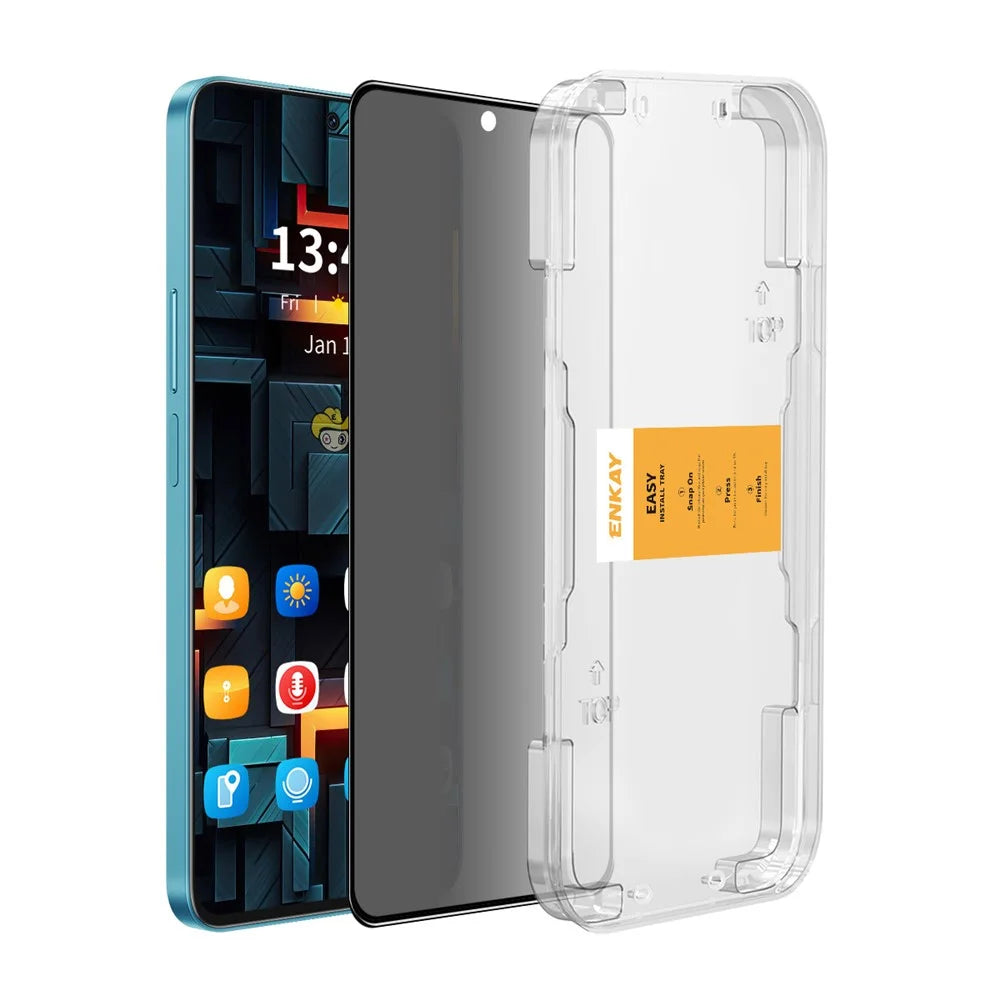 ENKAY HAT PRINCE For Google Pixel 9 Pro / Pixel 9 Anti-Spy Film   Silk Printing Tempered Glass Screen Protector with Installation Tool - Grey - 1