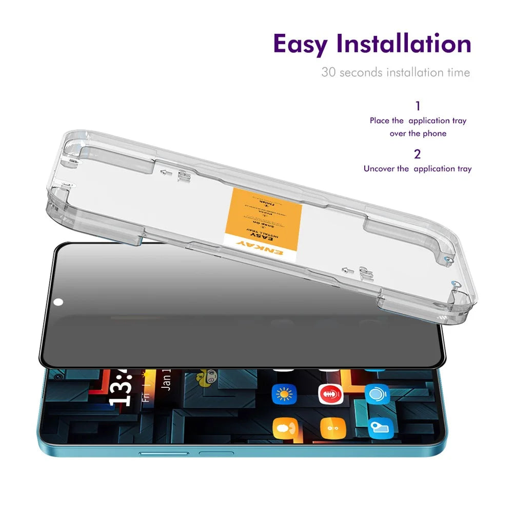 ENKAY HAT PRINCE For Google Pixel 9 Pro XL Anti-Spy Film   Silk Printing Tempered Glass Screen Protector with Installation Tool - Grey - 2