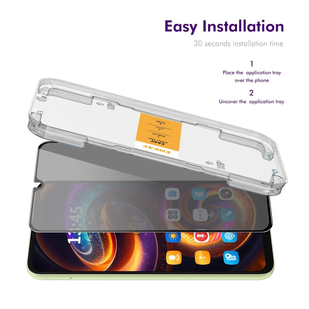 ENKAY HAT PRINCE For Samsung Galaxy A06 4G Anti-Spy Film   Silk Printing Tempered Glass Screen Protector with Installation Tool - Grey - 2