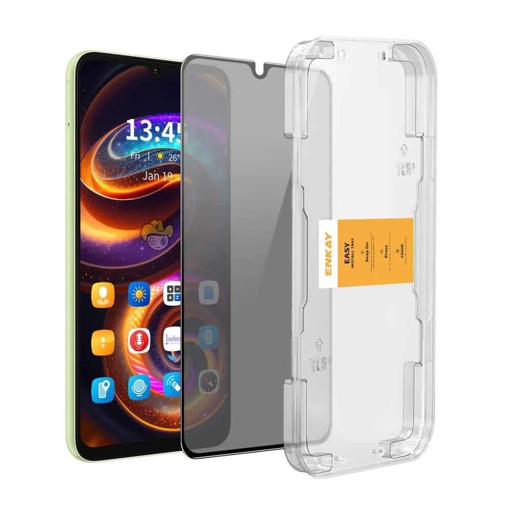 ENKAY HAT PRINCE For Samsung Galaxy A16 4G / A16 5G Anti-Spy Film   Silk Printing Tempered Glass Screen Protector with Installation Tool - Grey - 1