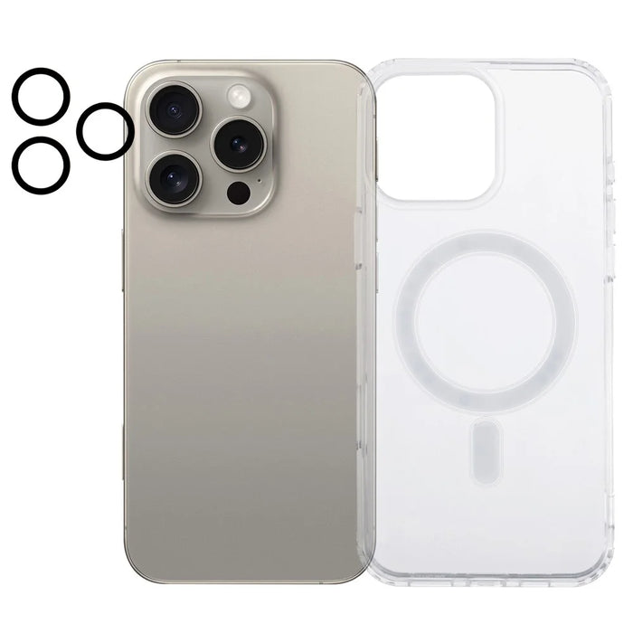 For iPhone 16 Pro Max Case Compatible with MagSafe TPU+Acrylic Clear Phone Cover with Camera Lens Film - 1