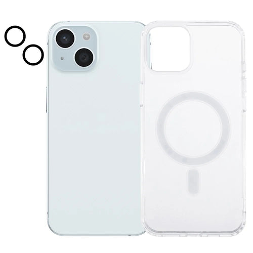 For iPhone 15 Case Compatible with MagSafe TPU+Acrylic Clear Phone Cover with Camera Lens Film - 1