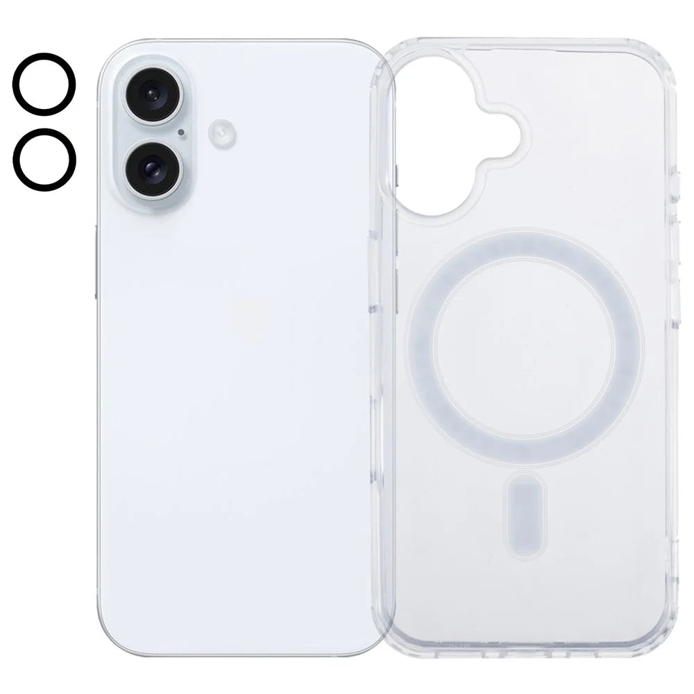 For iPhone 16 Plus Case Compatible with MagSafe TPU+Acrylic Clear Phone Cover with Camera Lens Film - 1