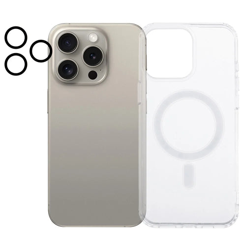 For iPhone 15 Pro Max Case Compatible with MagSafe TPU+Acrylic Clear Phone Cover with Camera Lens Film - 1