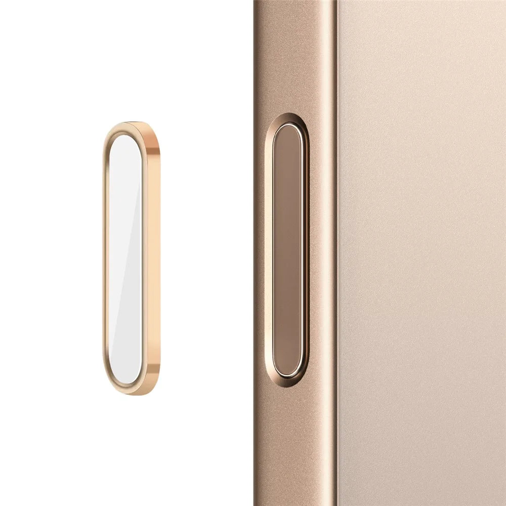 NORTHJO For iPhone 16 / 16 Plus / 16 Pro / 16 Pro Max Camera Control Button Cover Protector Metal Frame with Capacitor Chip - White+Gold - 1