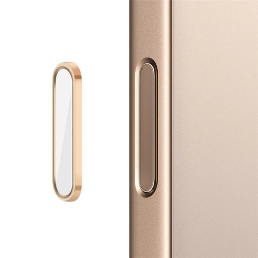 NORTHJO For iPhone 16 / 16 Plus / 16 Pro / 16 Pro Max Camera Control Button Cover Protector Metal Frame with Capacitor Chip - White+Gold - 1