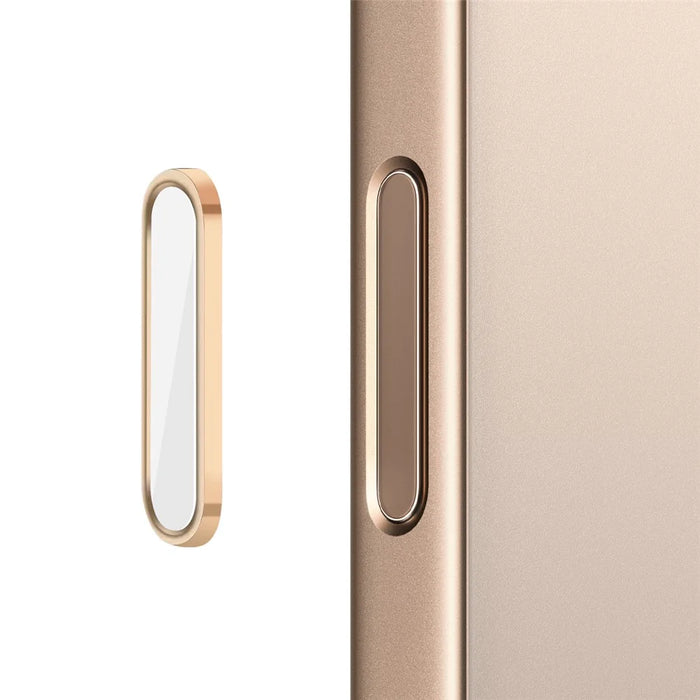 NORTHJO For iPhone 16 / 16 Plus / 16 Pro / 16 Pro Max Camera Control Button Cover Protector Metal Frame with Capacitor Chip - White+Gold - 1