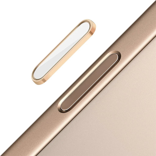 NORTHJO For iPhone 16 / 16 Plus / 16 Pro / 16 Pro Max Camera Control Button Cover Protector Metal Frame with Capacitor Chip - White+Gold - 2
