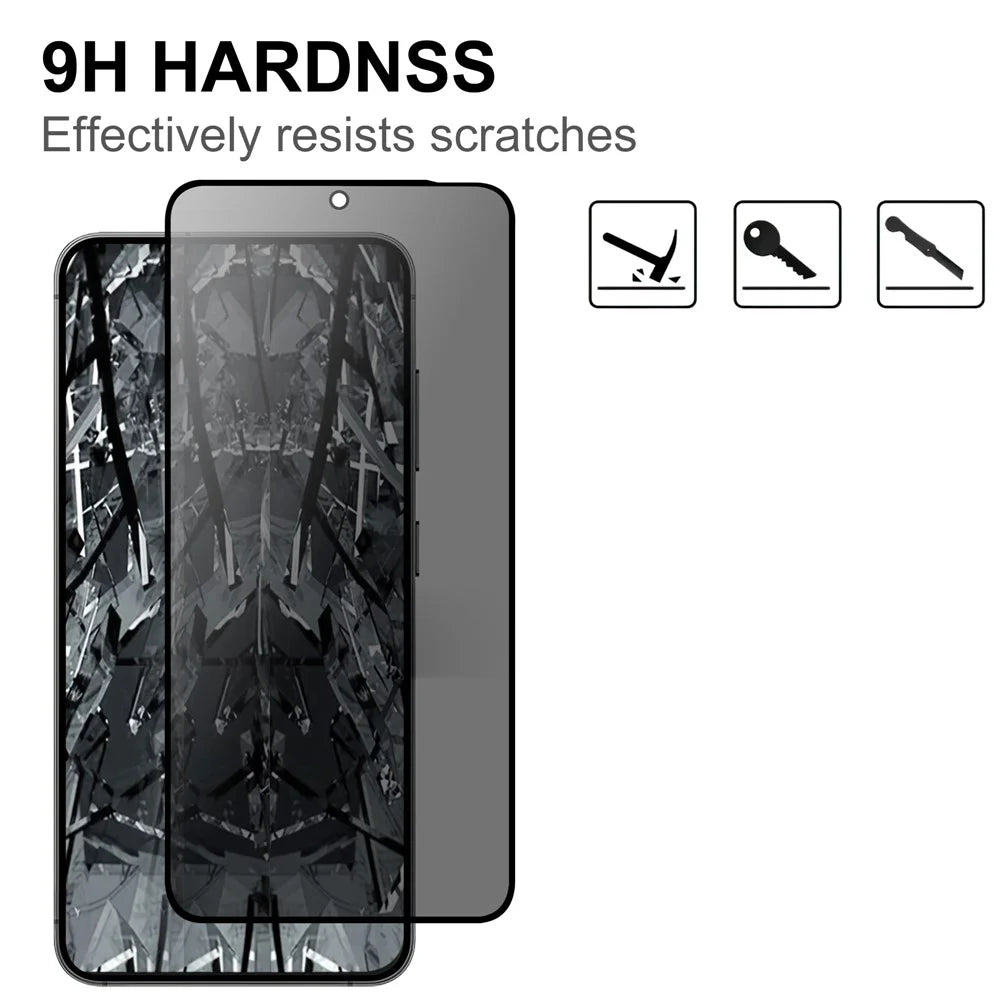 For Samsung Galaxy S25 Tempered Glass Film 2.5D Arc Edge Anti-spy (Fingerprint Unlock) - 3