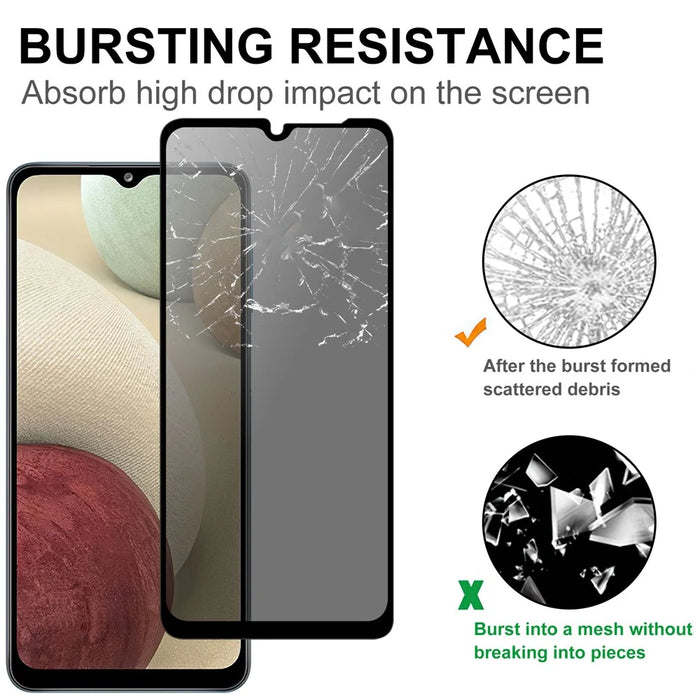 For Samsung Galaxy A12 Tempered Glass Screen Protector 2.5D Arc Edge Anti-Spy Film - 4