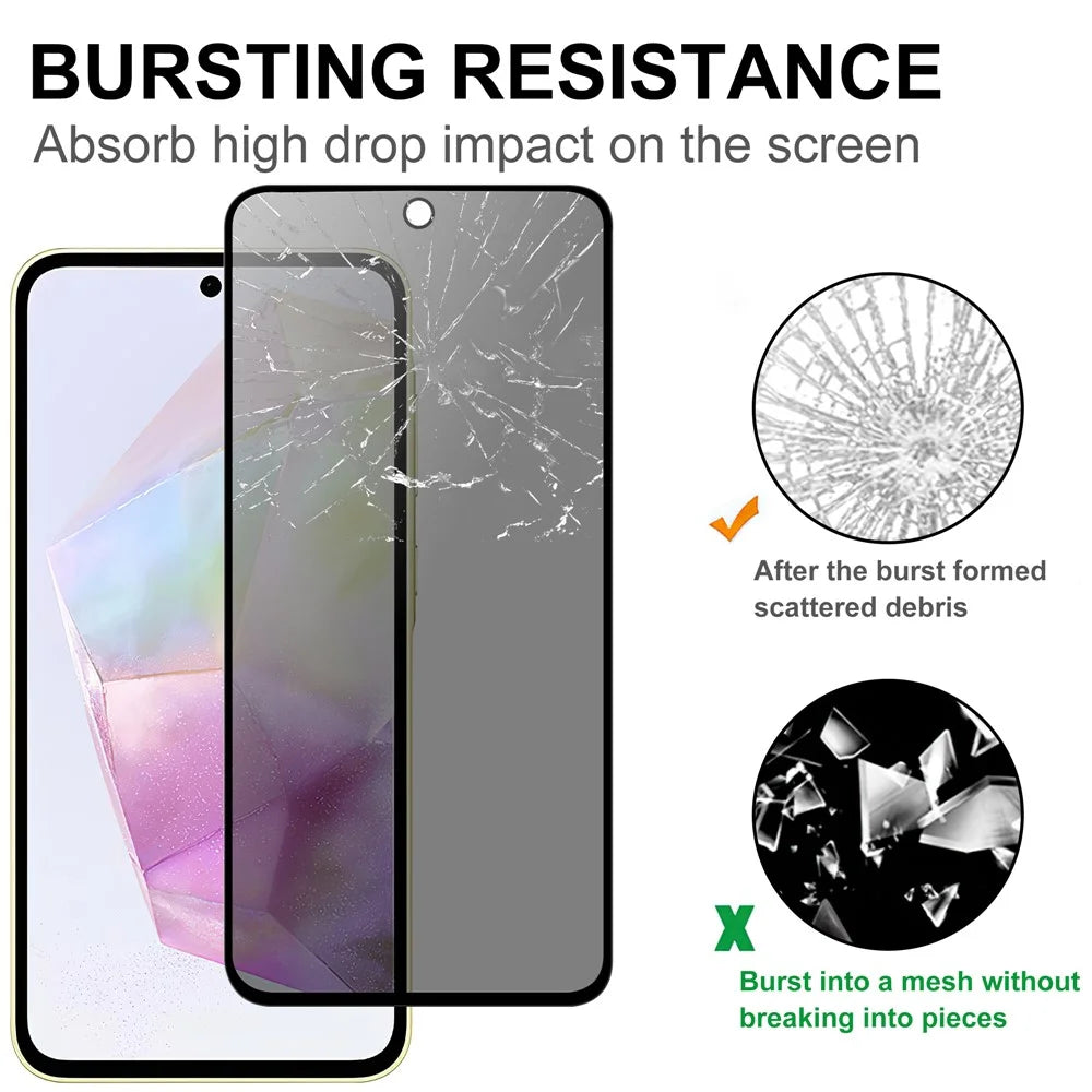 For Samsung Galaxy A55 5G Tempered Glass Screen Protector 2.5D Arc Edge Anti-Spy Film - 4