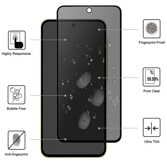 For Samsung Galaxy S23 FE Tempered Glass Screen Protector 2.5D Arc Edge Anti-Spy Film - 2