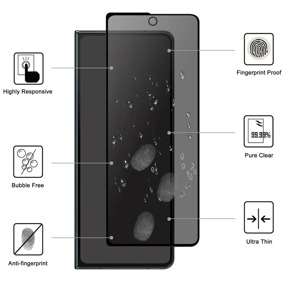For Samsung Galaxy Z Fold4 5G Front Screen Protector 2.5D Arc Edge Anti-Spy Tempered Glass Film - 2