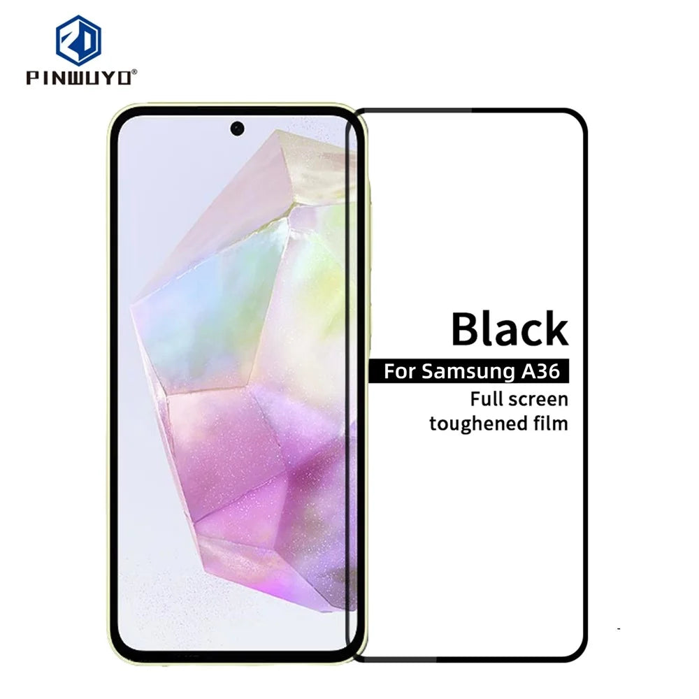 PINWUYO For Samsung Galaxy A36 5G / A56 5G  JK Series-2 High Aluminium-Silicon Glass Film 9H Full Screen Protector - Black - 3