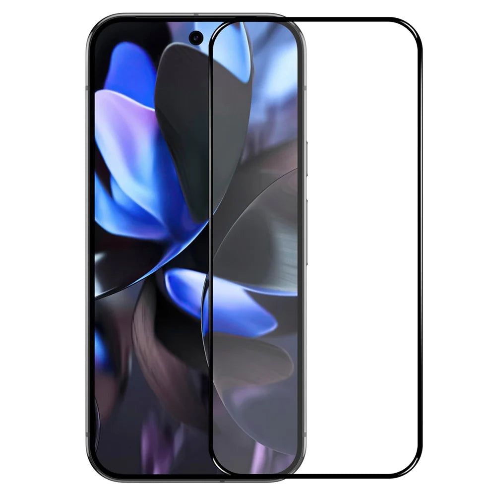 NORTHJO A++ For Google Pixel 9 / 9 Pro Screen Protector Support Fingerprint Unlock Silk Printing High Aluminum-Silicon Glass Film, Black - 1