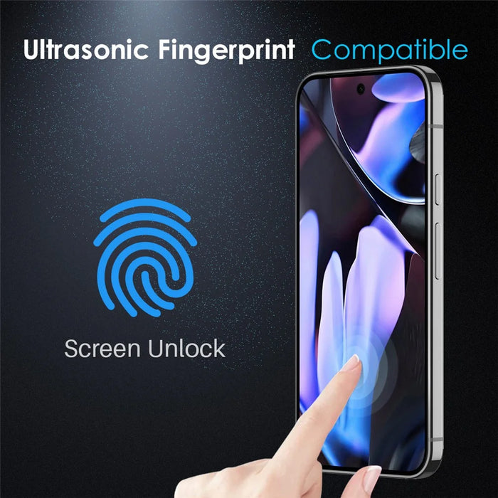 NORTHJO A++ For Google Pixel 9 Pro XL Screen Protector Support Fingerprint Unlock Silk Printing High Aluminum-Silicon Glass Film, Black - 4