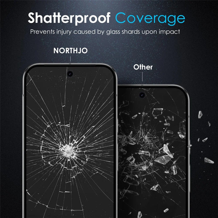 NORTHJO A++ For Google Pixel 9 Pro XL Screen Protector Support Fingerprint Unlock Silk Printing High Aluminum-Silicon Glass Film, Black - 6