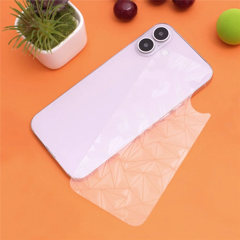 For iPhone 16 Plus Back Screen Protector Soft PET Film Diamonds Pattern - 4