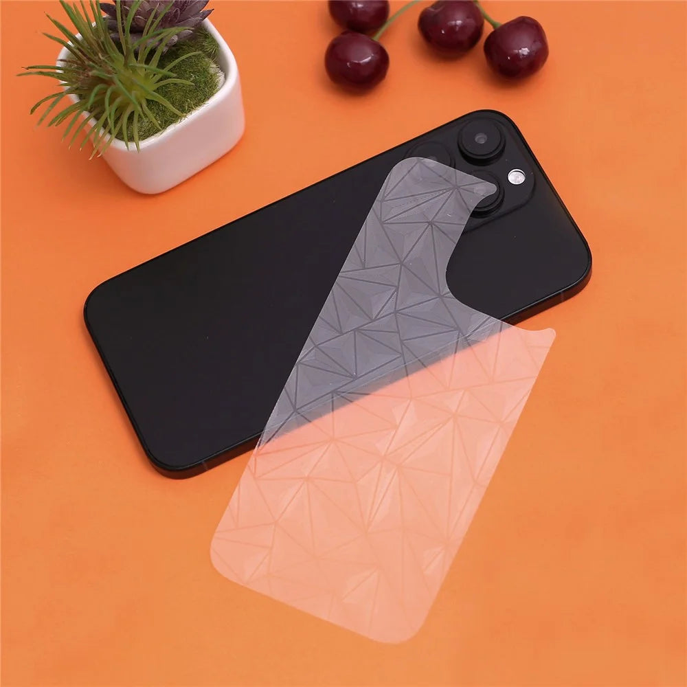 For iPhone 16 Pro Max Back Screen Protector Soft PET Film Diamonds Pattern - 4