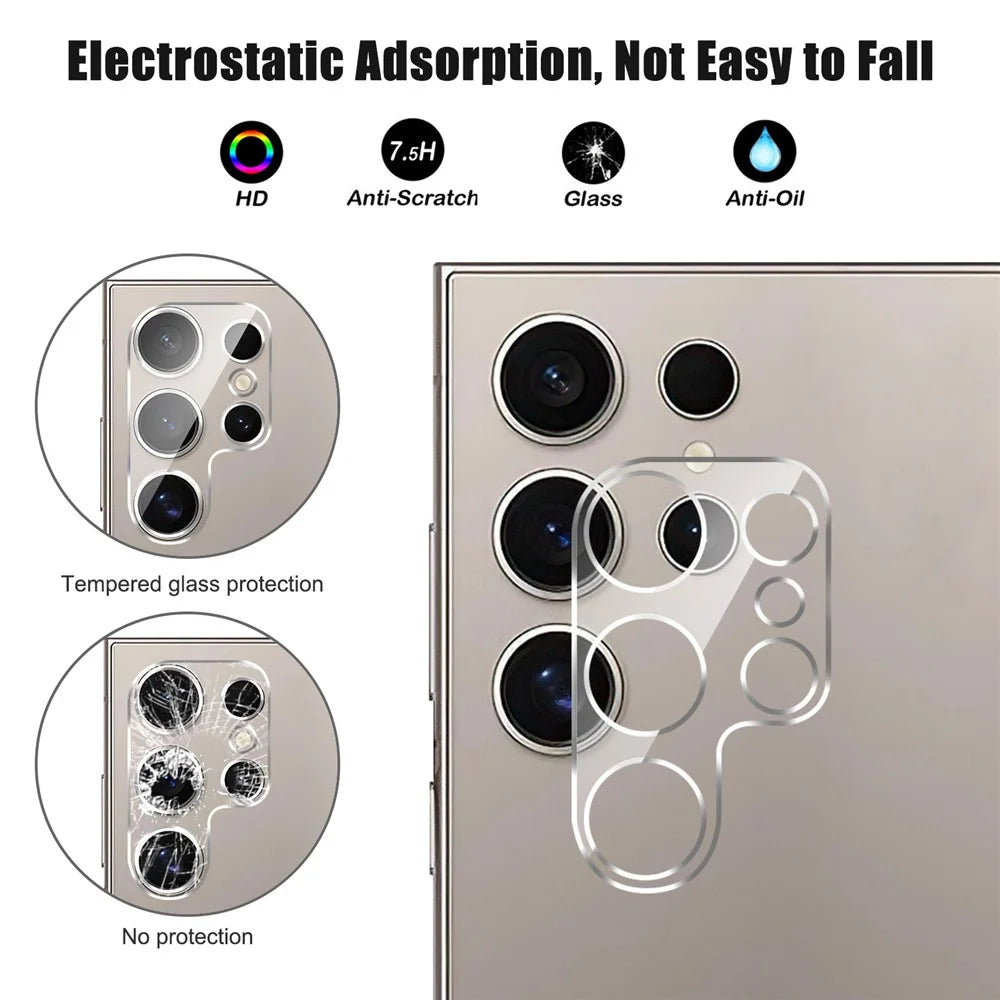 For Samsung Galaxy S25 Ultra Camera Lens Protector Arc Edge Clear Tempered Glass Film - 3