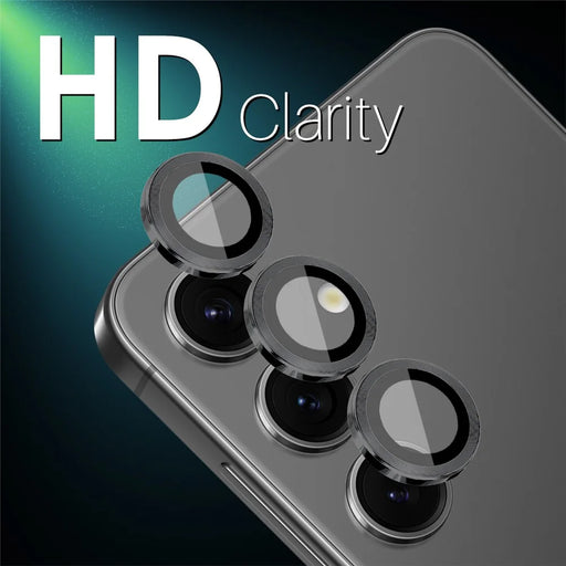 NORTHJO 1 Set For Samsung Galaxy S25+ Tempered Glass Camera Lens Film CD Veins Metal Ring Lens Guard - Black - 2